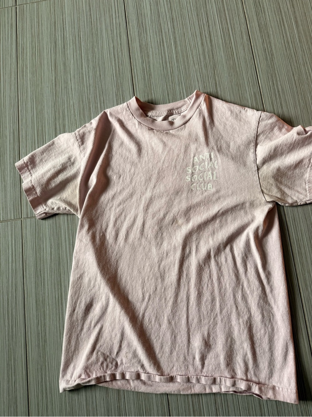 Anti Social Social Club Light Pink Tee with Teal Logo